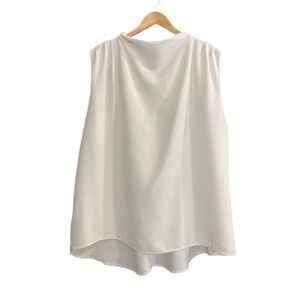 Eloquii white sleeveless blouse w/ pleated shoulder seams